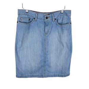 L.L. Bean Favorite Fit Cotton Light Wash Knee Length Jean Skirt Size 6